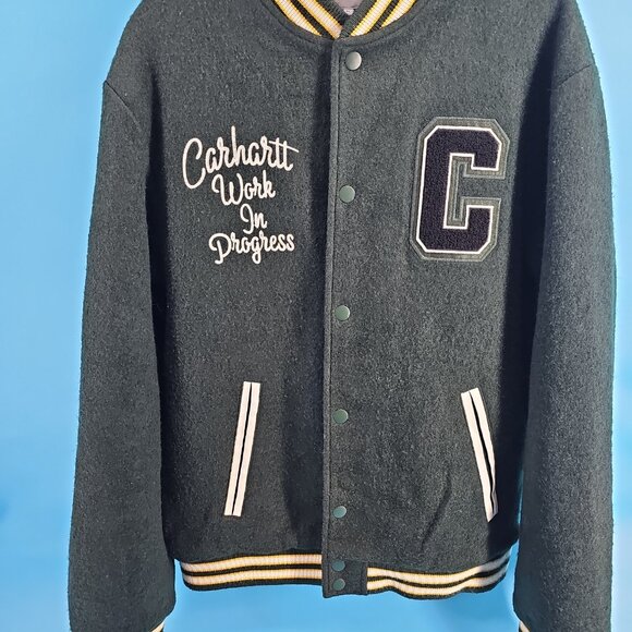 ✨ Carhartt WIP Pembroke Varsity Jacket – Embroidered Wool Letterman – Size XL ✨ - Picture 3 of 11